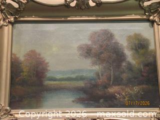 MaxSold Auction: Vintage/Antique Framed Oil Landscape Painting - Warminster Township (Pennsylvania, USA) PARTNER MANAGED Moving Online Auction - Centennial Station Drive (CONDO)