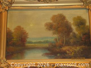 MaxSold Auction: Vintage/Antique Framed Oil Landscape Painting - Warminster Township (Pennsylvania, USA) PARTNER MANAGED Moving Online Auction - Centennial Station Drive (CONDO)