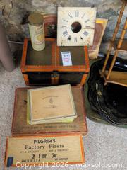 MaxSold Auction: Mixed Vintage Wooden Etagere, Tole Trays, Cigar Boxes & Trunk B - Duxbury (Massachusetts, USA) PARTNER MANAGED Downsizing Online Auction - King Caesar Road