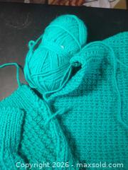 MaxSold Auction: Turquoise sweater unfinished - San Mateo (California, USA) SELLER MANAGED Moving Online Auction - Seville Way