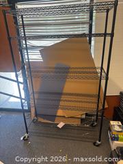 MaxSold Auction: Black Steel 5-Shelf Wire Shelving Unit on Casters - Buena Park (California, USA) SELLER MANAGED Moving Online Auction - Melrose Street