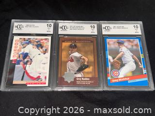 MaxSold Auction: Lot of 3 BCCG (Beckett) Graded Baseball Trading Cards  Mo Vaughn & Greg Maddux  - Buena Park (California, USA) SELLER MANAGED Moving Online Auction - Melrose Street