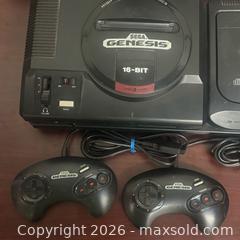 MaxSold Auction: Sega Genesis with Sega CD 2 Games 2 controllers  - Buena Park (California, USA) SELLER MANAGED Moving Online Auction - Melrose Street