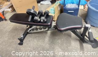 MaxSold Auction: Inspire Adjustable Weight Bench with Dumbbells & Ab Roller - Los Angeles (California, USA) SUPER SHORT NOTICE SELLER MANAGED Charity/Fundraising Online Auction - Vanowen Street