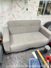 MaxSold Auction: Little Grey Fold Out Futon Couch - Los Angeles (California, USA) SUPER SHORT NOTICE SELLER MANAGED Charity/Fundraising Online Auction - Vanowen Street