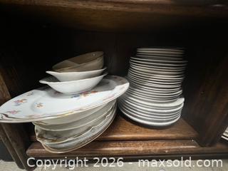 MaxSold Auction: Lot of 28 Assorted Small-Large Plates & 8 Serving Trays- Many Gold or Silver Edged  - Los Angeles (California, USA) SUPER SHORT NOTICE SELLER MANAGED Charity/Fundraising Online Auction - Vanowen Street