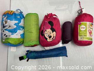 MaxSold Auction: Lot of 5 Assorted Children’s Sleeping Bags & 1 Small Tent  - Los Angeles (California, USA) SUPER SHORT NOTICE SELLER MANAGED Charity/Fundraising Online Auction - Vanowen Street
