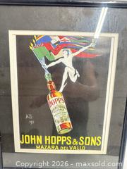 MaxSold Auction: Vintage John Hopps & Sons Marsala Advertising Print in Black Frame - Los Angeles (California, USA) SUPER SHORT NOTICE SELLER MANAGED Charity/Fundraising Online Auction - Vanowen Street