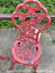 MaxSold Auction: Red Cast Iron Bistro Set - 1 Table & 1 Chair - Cambridge (Ontario, Canada) SELLER MANAGED Estate Sale Online Auction - Tiffany Street