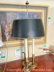 MaxSold Auction: Stiffel Solid Brass 3-Light Table Lamp with Black Shade A - Newmarket (Ontario, Canada) SELLER MANAGED Downsizing Online Auction - William Roe Boulevard (CONDO)