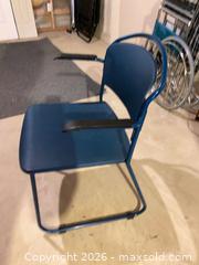 MaxSold Auction: Curtis Blue Cantilever (Sled Base) Chair, Vinyl Upholstery - Ottawa (Ontario, Canada) SELLER MANAGED Downsizing Online Auction - Adam Baker Way