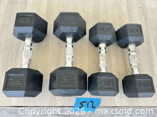 MaxSold Auction: Dumbbell weight set - Cocoa (Florida, USA) SELLER MANAGED Estate Sale Online Auction - Broadcast Court