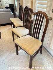 MaxSold Auction: Set of 6 Solid Wood Slat Back Dining Chairs with Fabric Seats C - Oakville (Ontario, Canada) Moving Online Auction - Ribble Crescent