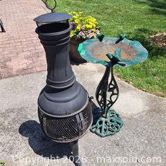 MaxSold Auction: Cast Iron Birdbath and Metal Outdoor Chiminea - Kingston (Ontario, Canada) PARTNER MANAGED Downsizing Online Auction - Nottingham Place