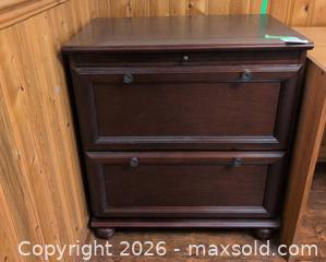 MaxSold Auction: Wooden Filing Cabinet with Two Drawers and Top Storage - Kingston (Ontario, Canada) PARTNER MANAGED Downsizing Online Auction - Nottingham Place