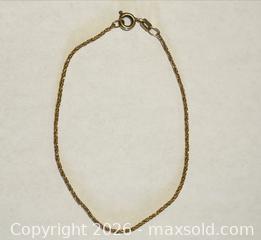 MaxSold Auction: (10K Yellow Gold) Rope Chain Bracelet - North Vancouver (British Columbia, Canada) PARTNER MANAGED Estate Sale Online Auction - E Braemar Road