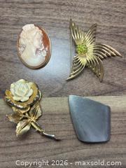 MaxSold Auction: (11K Gold & Pewter) Vintage Cameo, Marcel Boucher & Jorgen Jensen Brooches / Pendants - North Vancouver (British Columbia, Canada) PARTNER MANAGED Estate Sale Online Auction - E Braemar Road
