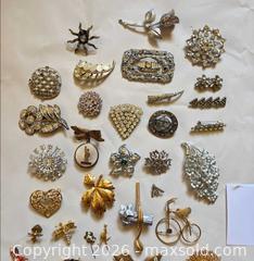 MaxSold Auction: Vintage Gold & Silver-Tone Brooch & Pin Lot  - North Vancouver (British Columbia, Canada) PARTNER MANAGED Estate Sale Online Auction - E Braemar Road