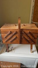 MaxSold Auction: Vintage MCM Sewing Box with Sewing Accessories - North Vancouver (British Columbia, Canada) PARTNER MANAGED Estate Sale Online Auction - E Braemar Road