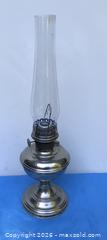 MaxSold Auction: Aladdin Vintage Tall Brass/Nickel Oil Lamp with Glass Chimney - Saanich (British Columbia, Canada) SELLER MANAGED Downsizing Online Auction - Carey Road