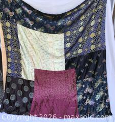 MaxSold Auction: Asian Chinese Brocade Patchwork Quilted Throw - Mixed Fabrics - Saanich (British Columbia, Canada) SELLER MANAGED Downsizing Online Auction - Carey Road