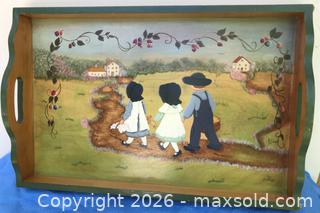 MaxSold Auction: Hand-Painted Quaker Style Wooden Serving Tray - Saanich (British Columbia, Canada) SELLER MANAGED Downsizing Online Auction - Carey Road