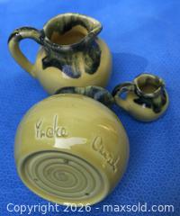 MaxSold Auction: Van't Riet, Ineke Mark Signed Two-Tone Yellow & Green Stoneware Pitcher Set, 3-Piece - Saanich (British Columbia, Canada) SELLER MANAGED Downsizing Online Auction - Carey Road