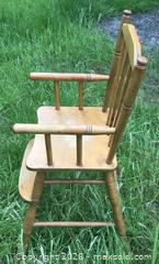MaxSold Auction: Vintage Mid-Century Solid Wood High Chair with Spindle Back - Saanich (British Columbia, Canada) SELLER MANAGED Downsizing Online Auction - Carey Road