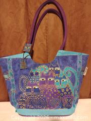 MaxSold Auction: Laurel Burch Canvas Tote Bag with Cat and Butterfly Design - Langford (British Columbia, Canada) SELLER MANAGED Downsizing Online Auction - Marlisa Place