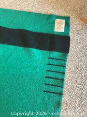 MaxSold Auction: Hudson's Bay 100% Wool Blanket Green & Black Stripes - Nanaimo (British Columbia, Canada) SELLER MANAGED Estate Sale Online Auction - Bradley (CONDO)