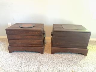 MaxSold Auction: Pair of Solid Wood Blanket Chests with Decorative Medallion - Nanaimo (British Columbia, Canada) SELLER MANAGED Estate Sale Online Auction - Bradley (CONDO)