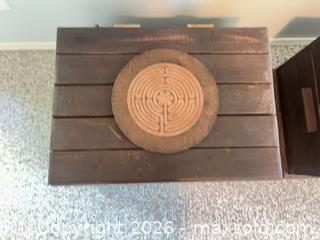 MaxSold Auction: Pair of Solid Wood Blanket Chests with Decorative Medallion - Nanaimo (British Columbia, Canada) SELLER MANAGED Estate Sale Online Auction - Bradley (CONDO)