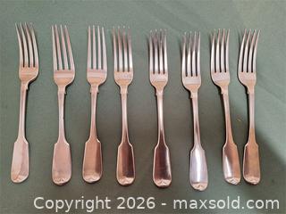 MaxSold Auction: Eight Antique Sterling Silver Dinner Forks (Georgian) - Stone Mills (Ontario, Canada) SELLER MANAGED Charity/Fundraising Online Auction - Academy Street