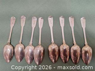 MaxSold Auction: Eight Antique Sterling Silver Table/Soup Spoons (Georgian) - Stone Mills (Ontario, Canada) SELLER MANAGED Charity/Fundraising Online Auction - Academy Street