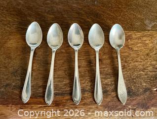 MaxSold Auction: Five Antique Sterling Silver Coffee Spoons - Stone Mills (Ontario, Canada) SELLER MANAGED Charity/Fundraising Online Auction - Academy Street