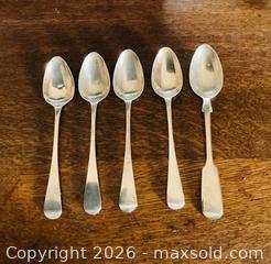 MaxSold Auction: Five Antique Sterling Silver Teaspoons - Stone Mills (Ontario, Canada) SELLER MANAGED Charity/Fundraising Online Auction - Academy Street