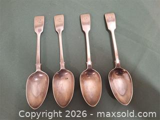 MaxSold Auction: Four Antique Sterling Silver Table/Serving Spoons (Victorian) - Stone Mills (Ontario, Canada) SELLER MANAGED Charity/Fundraising Online Auction - Academy Street