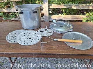 MaxSold Auction: Large Pressure Cooker and Masher - Stone Mills (Ontario, Canada) SELLER MANAGED Charity/Fundraising Online Auction - Academy Street