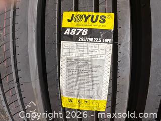MaxSold Auction: Joyall Transport Trailer Tire 295/75R22.5 16Pr - Brampton (Ontario, Canada) SELLER MANAGED Downsizing Online Auction - Sun Pac Boulevard