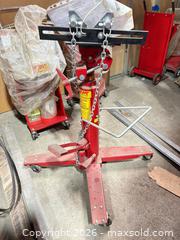 MaxSold Auction: JTC Auto Tools Transmission Jack TJ800 800 kg Red - Brampton (Ontario, Canada) SELLER MANAGED Downsizing Online Auction - Sun Pac Boulevard