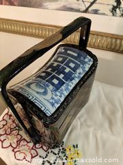MaxSold Auction: Vintage Asian Lacquered Wood Bento / Tiffin Box with Porcelain Lid Insert - London (Ontario, Canada) SELLER MANAGED Downsizing Online Auction - Ravenglass Crescent