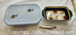 MaxSold Auction: Light Blue Enamel Lidded Pan, Fruit Ceramic Dish & Corkscrew - Toronto (Ontario, Canada) SELLER MANAGED Downsizing Online Auction - Fisherville Road