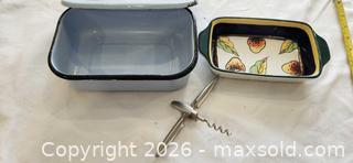 MaxSold Auction: Light Blue Enamel Lidded Pan, Fruit Ceramic Dish & Corkscrew - Toronto (Ontario, Canada) SELLER MANAGED Downsizing Online Auction - Fisherville Road