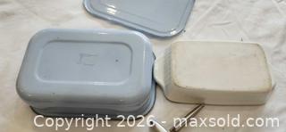MaxSold Auction: Light Blue Enamel Lidded Pan, Fruit Ceramic Dish & Corkscrew - Toronto (Ontario, Canada) SELLER MANAGED Downsizing Online Auction - Fisherville Road