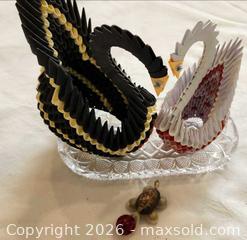 MaxSold Auction: Lot of Small Modular Origami Swans, Glass Plate & Shell Figurine - Toronto (Ontario, Canada) SELLER MANAGED Downsizing Online Auction - Fisherville Road