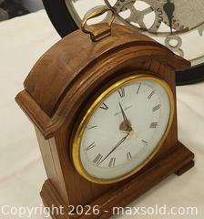MaxSold Auction: Traditional Wood Mantel/Table Clock with Brass-Colored Trim with every hour melody. - Toronto (Ontario, Canada) SELLER MANAGED Downsizing Online Auction - Fisherville Road