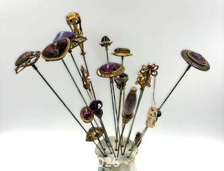 MaxSold Auction: Antique Hat Pins - Mainly Amethyst in RS Prussia Porcelain Holder - Oakville (Ontario, Canada) PARTNER MANAGED Estate Sale Online Auction - Lakeshore Road West
