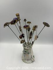 MaxSold Auction: Antique Hat Pins - Mainly Amethyst in RS Prussia Porcelain Holder - Oakville (Ontario, Canada) PARTNER MANAGED Estate Sale Online Auction - Lakeshore Road West