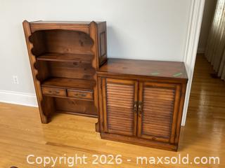 MaxSold Auction: Solid Wood Brown Bookcase with Drawers and upper bookshelf - Toronto (Ontario, Canada) PARTNER MANAGED Downsizing Online Auction - Norris Place