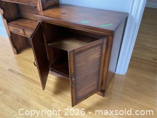 MaxSold Auction: Solid Wood Brown Bookcase with Drawers and upper bookshelf - Toronto (Ontario, Canada) PARTNER MANAGED Downsizing Online Auction - Norris Place
